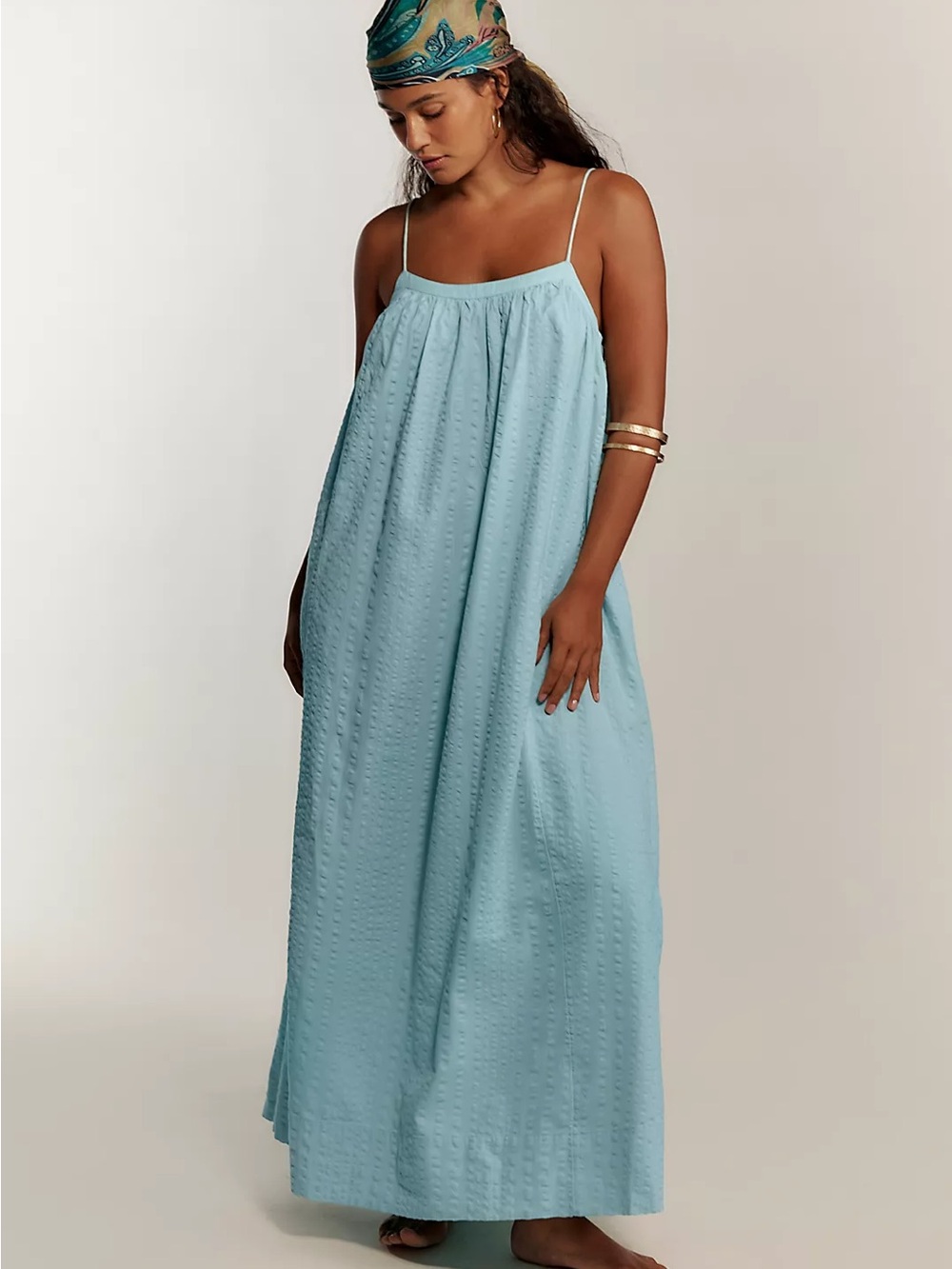 Free People Marisol Textured Cotton Maxi Dress Dolphin Cove Small NWT